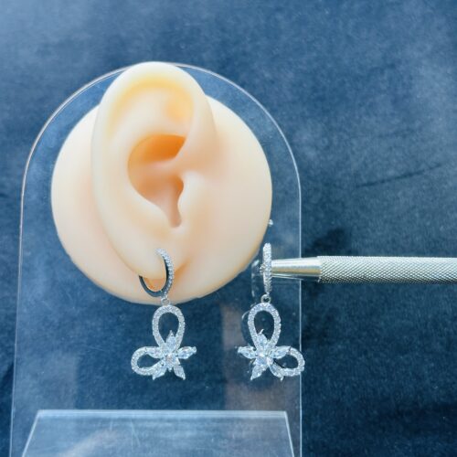 Silver Bloom Bow Earrings