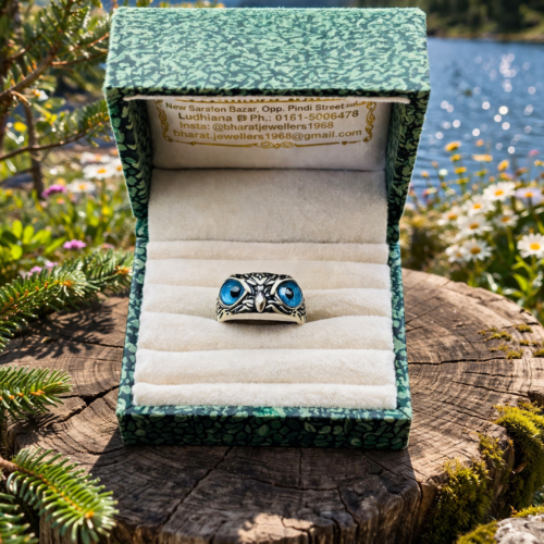 Blue Gaze Owl Ring