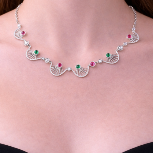 Sapphire Breeze Curve Necklace